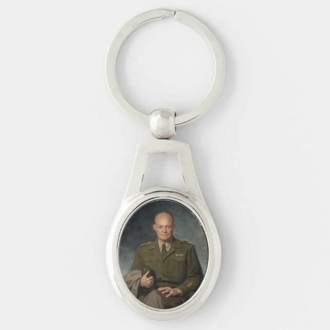 General Dwight Eisenhower 5 Star Painted Portrait Key Ring (Front)