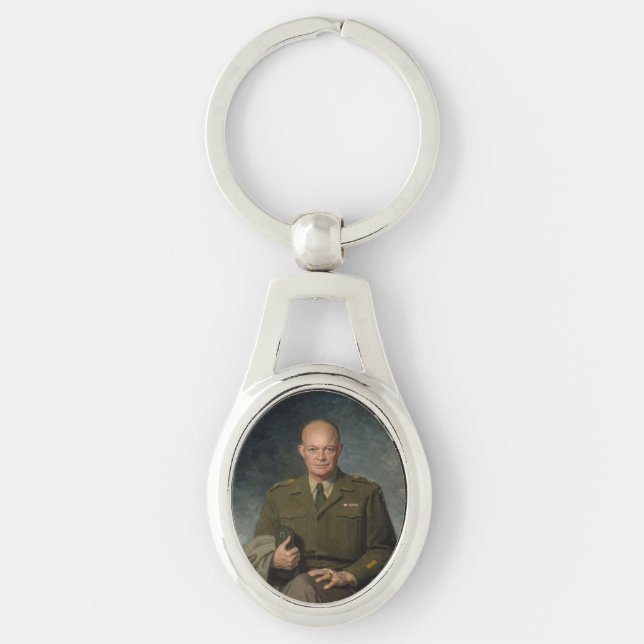 General Dwight Eisenhower 5 Star Painted Portrait Key Ring (Front)