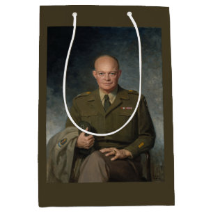 General Dwight Eisenhower 5 Star Painted Portrait Medium Gift Bag