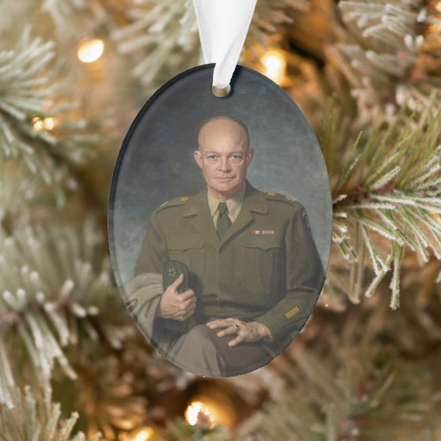General Dwight Eisenhower 5 Star Painted Portrait Ornament (Tree)
