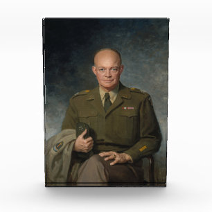 General Dwight Eisenhower 5 Star Painted Portrait Photo Block