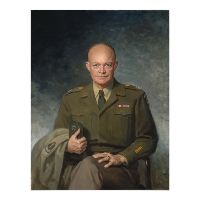General Dwight Eisenhower 5 Star Painted Portrait Photo Print (Front)