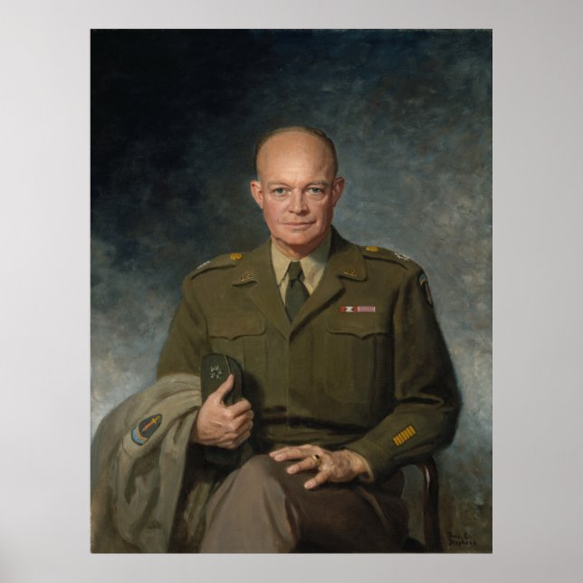 General Dwight Eisenhower 5 Star Painted Portrait Poster (Front)