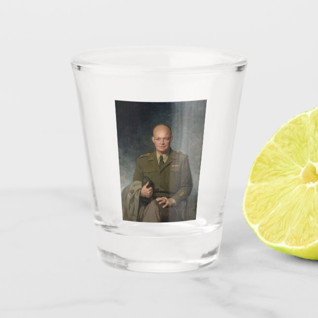 General Dwight Eisenhower 5 Star Painted Portrait Shot Glass (Front)