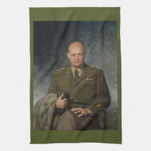 General Dwight Eisenhower 5 Star Painted Portrait Tea Towel