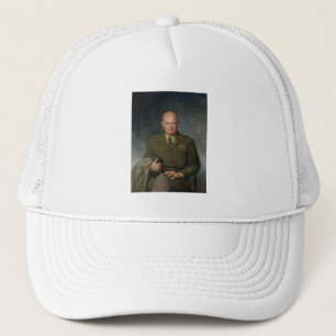 General Dwight Eisenhower 5 Star Painted Portrait Trucker Hat