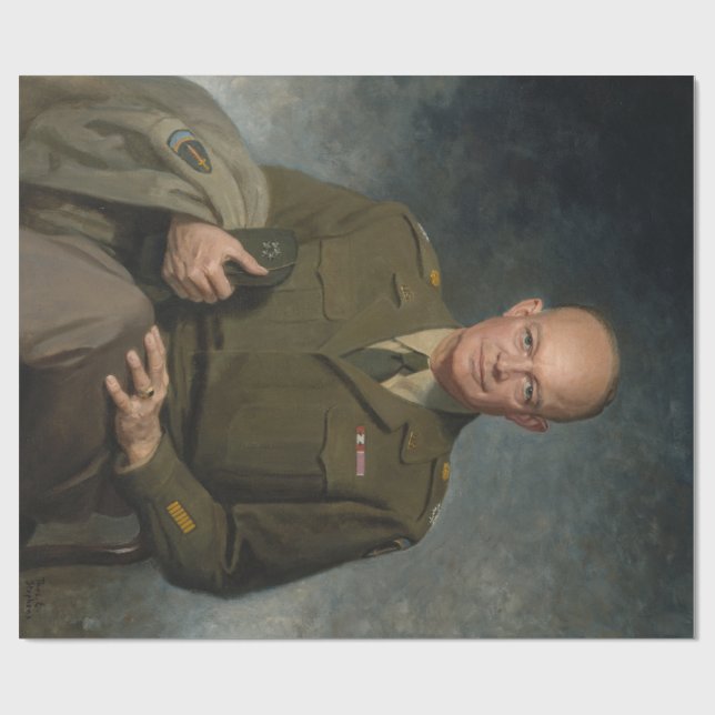 General Dwight Eisenhower 5 Star Painted Portrait Wrapping Paper (Flat)