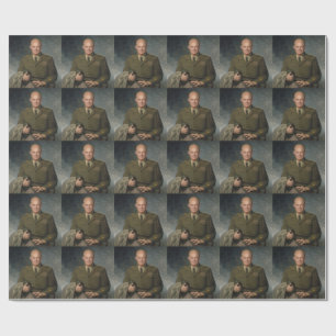 General Dwight Eisenhower 5 Star Painted Portrait Wrapping Paper