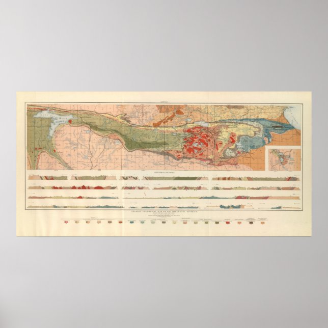 General Geological Map of the Marquette District Poster (Front)