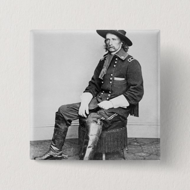 General George A. Custer (b/w photo) 15 Cm Square Badge (Front)