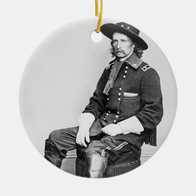 General George A. Custer (b/w photo) Ceramic Ornament (Front)