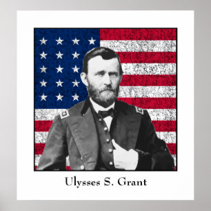 General Grant and The American Flag Poster