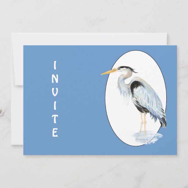 General Invite,Customise Great Blue Heron Bird Invitation (Front)