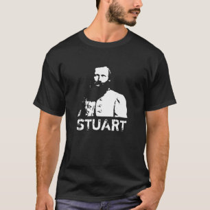 General J.E.B. Stuart -- Black and White T-Shirt