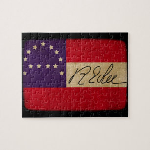 General Lee Headquarters Flag with Signature Jigsaw Puzzle