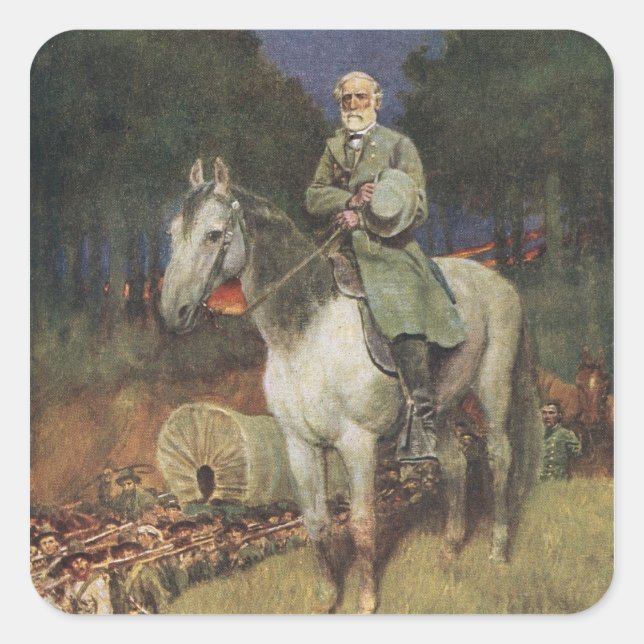 General Lee on his Famous Charger, 'Traveller' Square Sticker (Front)