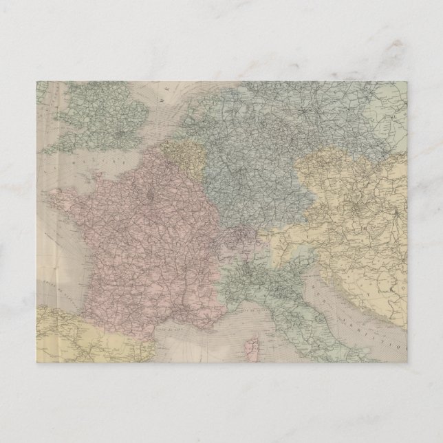 General map of European Railways Postcard (Front)