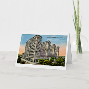 General Motors Building, Detroit, Michigan Foil Greeting Card
