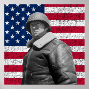General Patton and The American Flag Poster