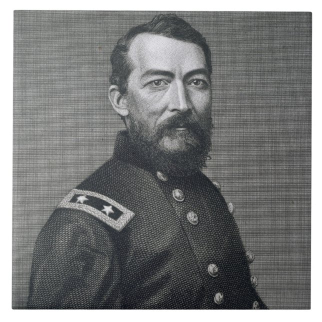 General Philip Sheridan, engraved from a photograp Ceramic Tile (Front)