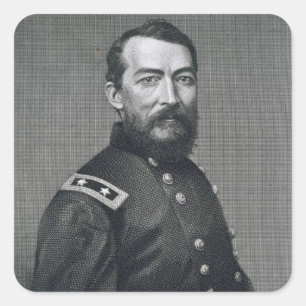 General Philip Sheridan, engraved from a photograp Square Sticker