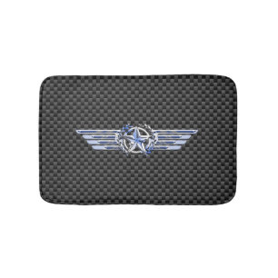 General Private Air Pilot Chrome Like Star Wings Bath Mat