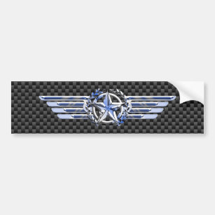General Private Air Pilot Chrome Like Star Wings Bumper Sticker