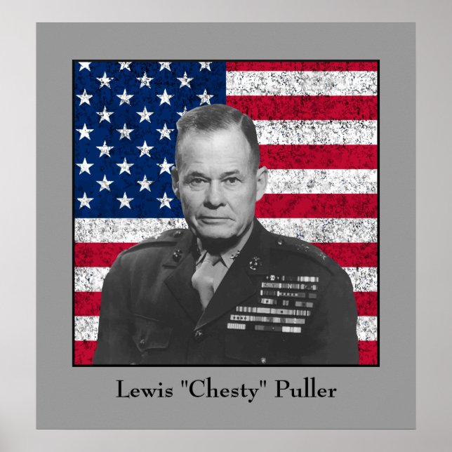 General Puller and The American Flag Poster (Front)