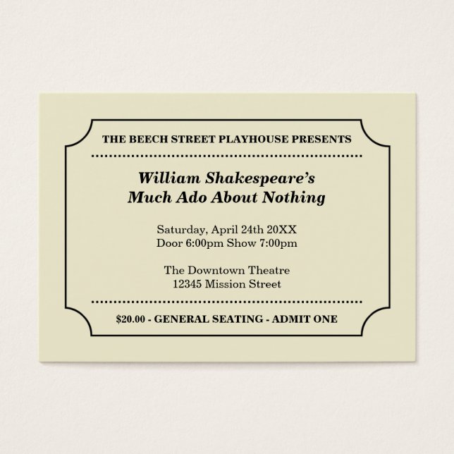 General purpose custom event admission ticket (Front)