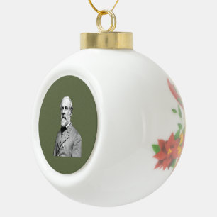 General ⚔️🎩 Robert E. Lee Army Green Ceramic Ball Christmas Ornament