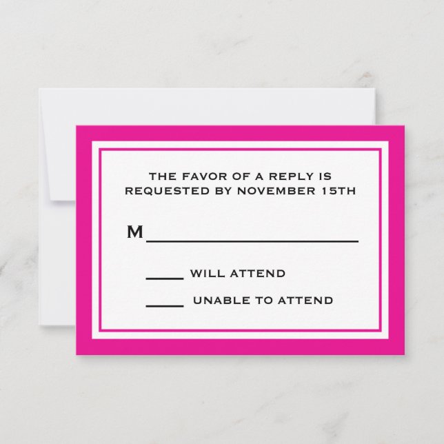 General RSVP Cards (Magenta Pink / White) (Front)