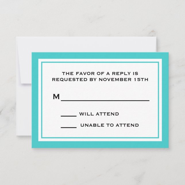 General RSVP Cards (Teal / White) (Front)