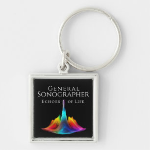 General Sonographer-Colourful Ultrasound Waves Key Ring