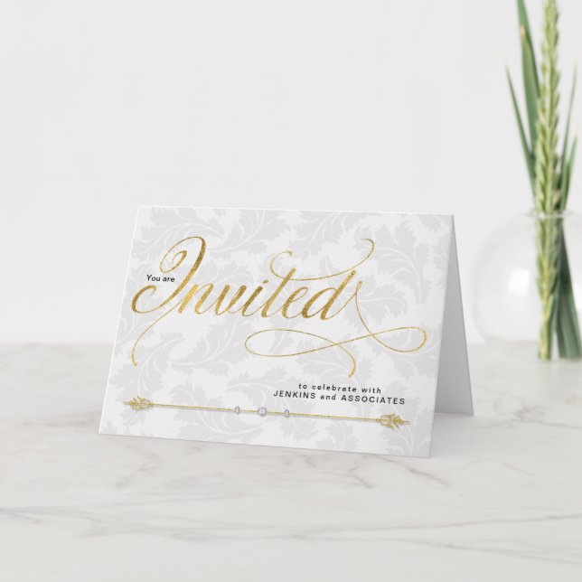 General Use Business Faux Gold Leaf Invitation (Front)