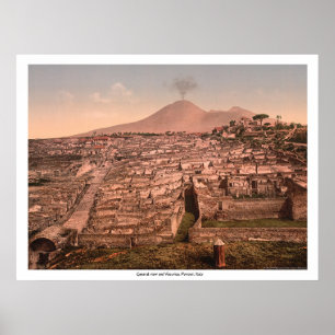 General view and Vesuvius, Pompeii, Italy Poster