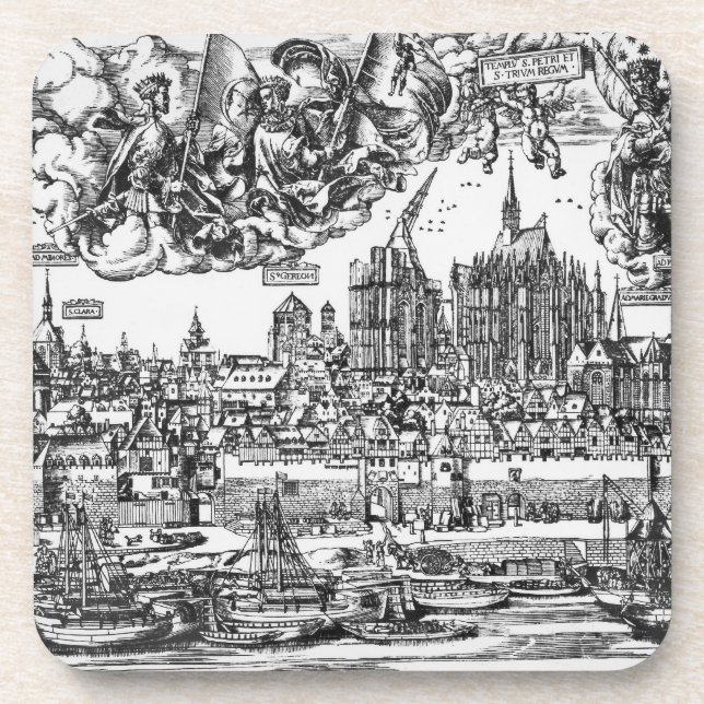 General View of Cologne, 1531 (engraving) (b/w pho Coaster (Front)