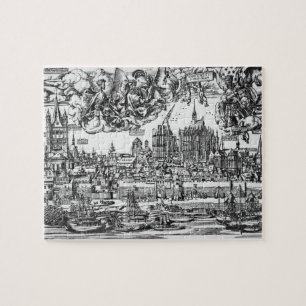 General View of Cologne, 1531 (engraving) (b/w pho Jigsaw Puzzle