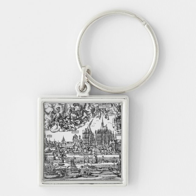 General View of Cologne, 1531 (engraving) (b/w pho Key Ring (Front)