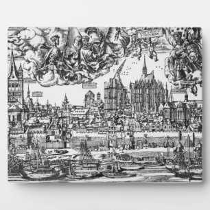 General View of Cologne, 1531 (engraving) (b/w pho Plaque