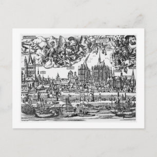 General View of Cologne, 1531 (engraving) (b/w pho Postcard