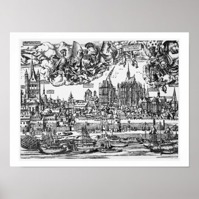 General View of Cologne, 1531 (engraving) (b/w pho Poster (Front)