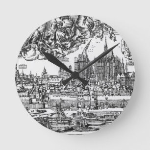 General View of Cologne, 1531 (engraving) (b/w pho Round Clock