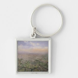 General view of Paris from a hot-air balloon Key Ring