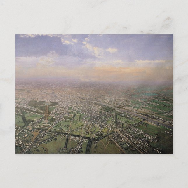 General view of Paris from a hot-air balloon Postcard (Front)