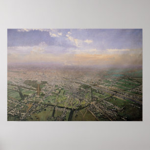 General view of Paris from a hot-air balloon Poster