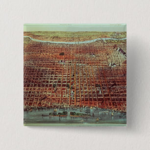 General View of Philadelphia, 1875 15 Cm Square Badge