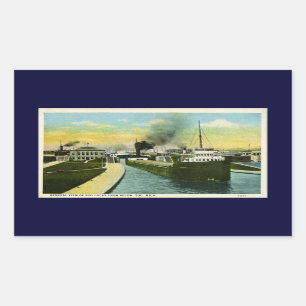 General View of Soo Locks from below, Soo, MI Rectangular Sticker
