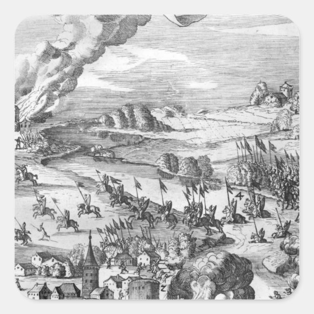 General view of the battle of Muhlberg Square Sticker (Front)