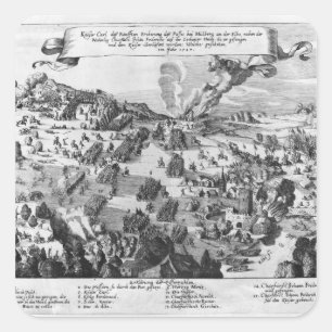 General view of the battle of Muhlberg Square Sticker