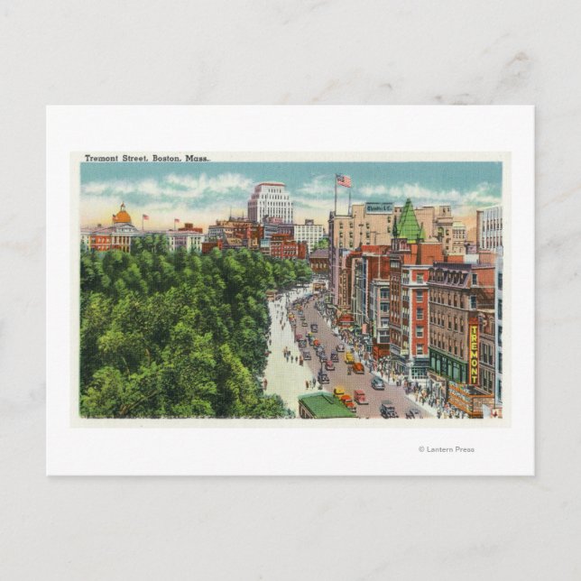 General View of Tremont Street Postcard (Front)